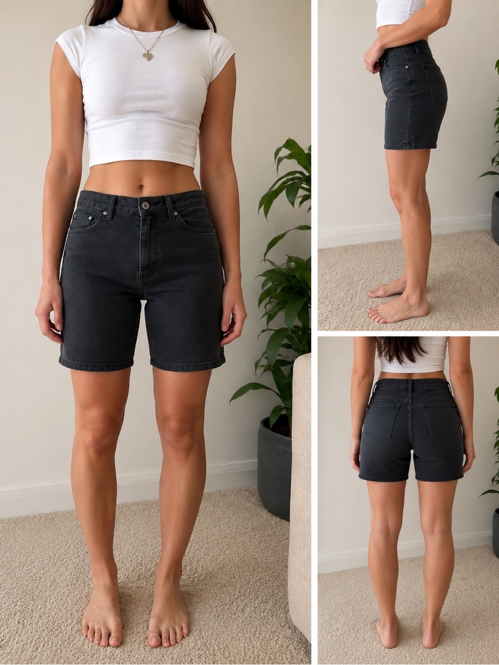 Croft & Barrow Black Denim Bermuda Shorts Womens Size 10 Casual Stretch Summer